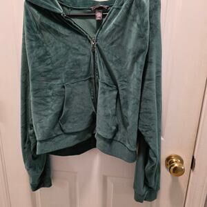 Victoria’s Secret Teal Velvet Velour Tracksuit Hoodie (L) & Jogger (M) Set